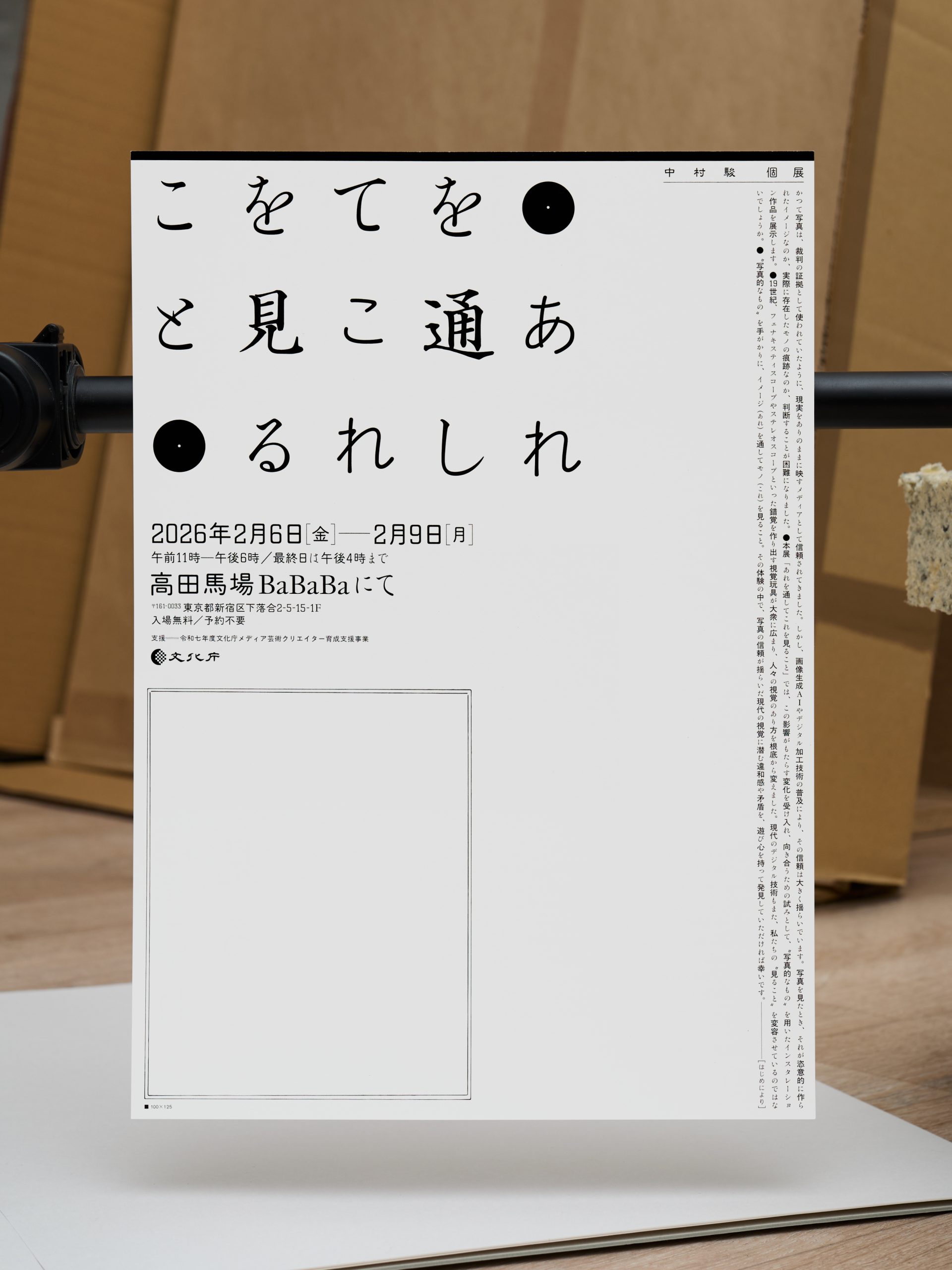 中村駿　個展「あれを通してこれを見ること」